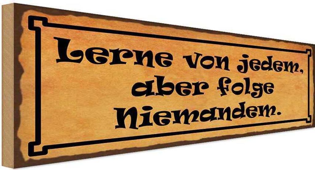 vianmo Holzschild 10x27 cm lerne von jedem folge niemandem Spruch Zitat