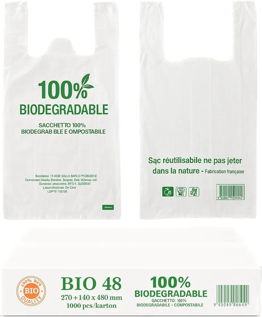 Sacs compostables haute résistance 30 microns 27x48 cm lot pro de 1000