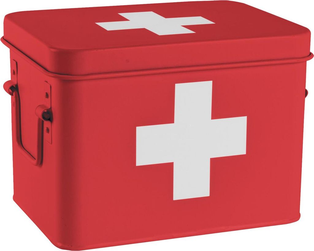 Harbour Housewares Vintage Erste-Hilfe-Speicherbehälter - Metall Square Box Airtight Dichtung - Rot