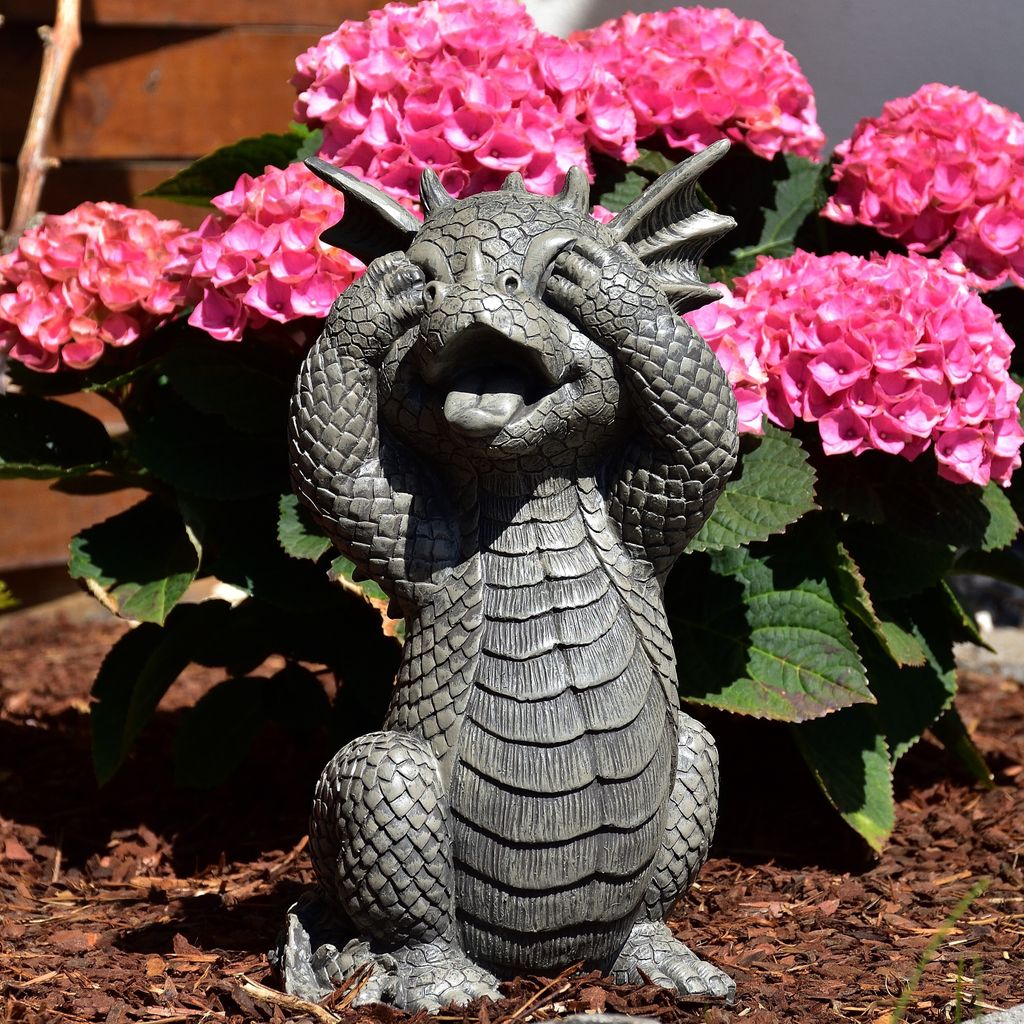 Süsser Gartendrache Augen zu Drache Figur Gartenfigur 27 cm Produktbild 