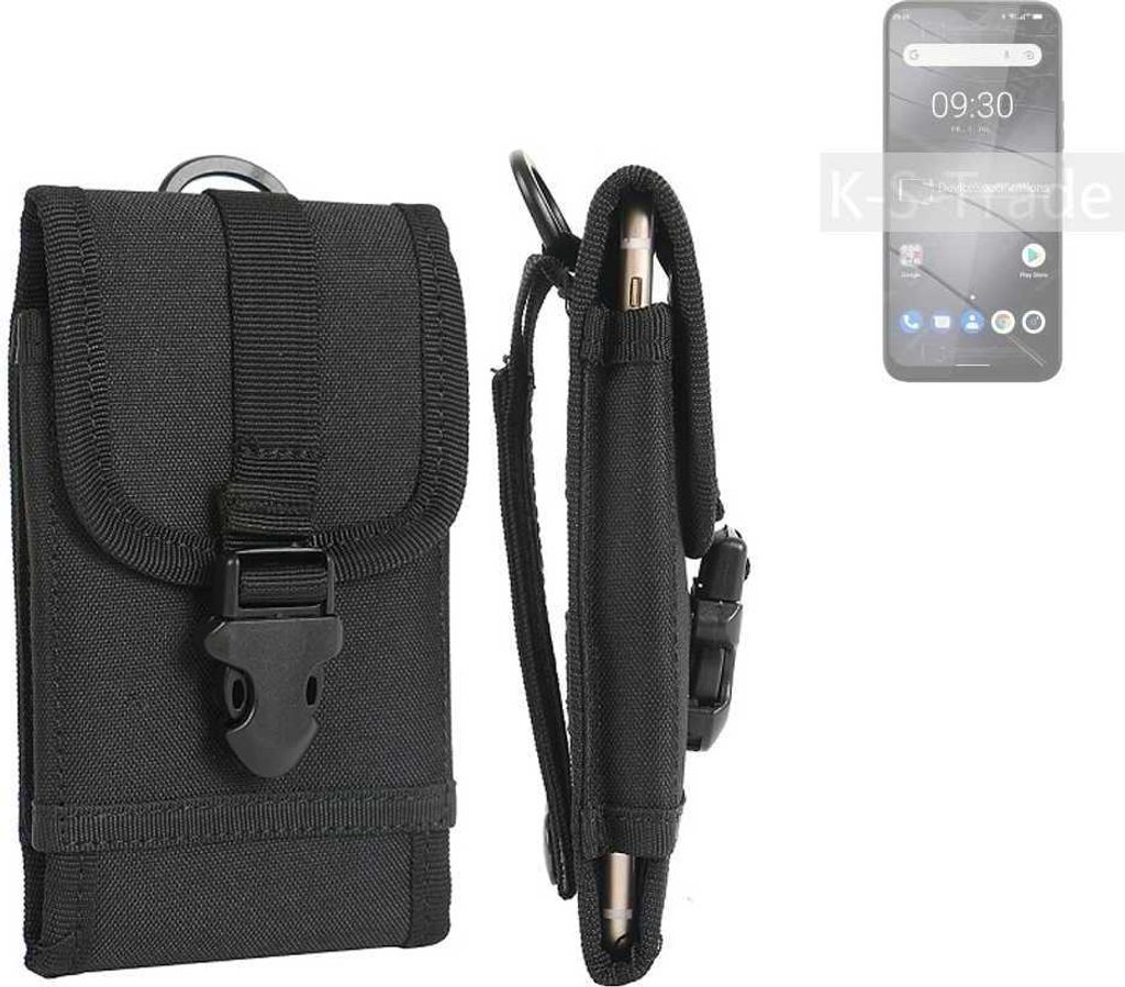 K-S-Trade Holster Handy Hülle kompatibel mit Gigaset GS5 Lite Holster Handytasche Gürtel Tasche Schutz Hülle Robust Outdoor schwarz