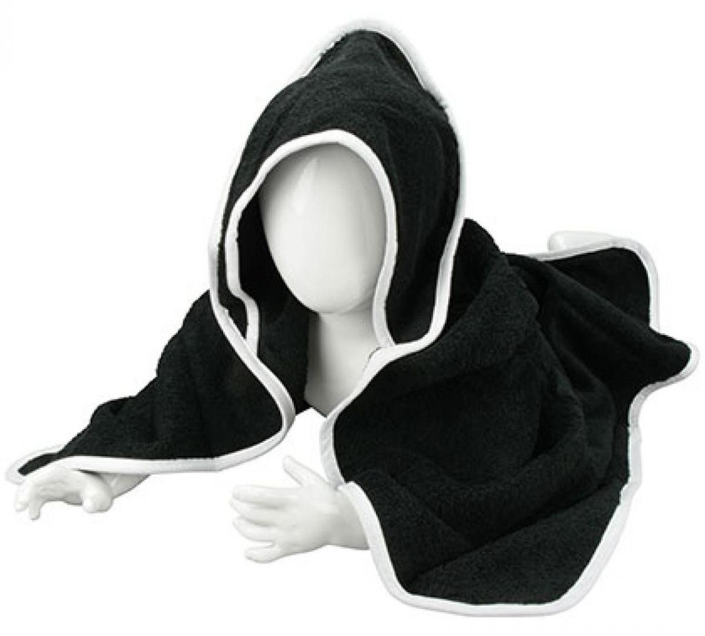 A&R 032.50 | Baby Hooded Towel / 75 x 75 cm - Farbe: Black/Black/White - Größe: 75 x 75 cm