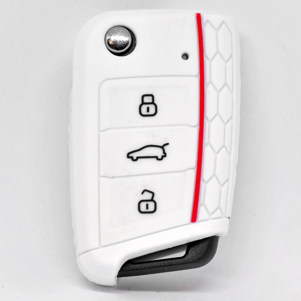 mt-key Schlüsseltasche Autoschlüssel Softcase Silikon Schutzhülle Apfelgrün  mit Schlüsselband, für VW Passat B8 Arteon Skoda Kodiaq 3 Tasten KEYLESS  SMARTKEY