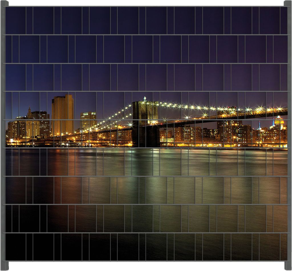 Wallario Zaunsichtschutz mit Motiv New York Skyline - Brooklyn Bridge und Manhattan am Abend für Ein- und Doppelstabmatten Zäune in der Größe 2...