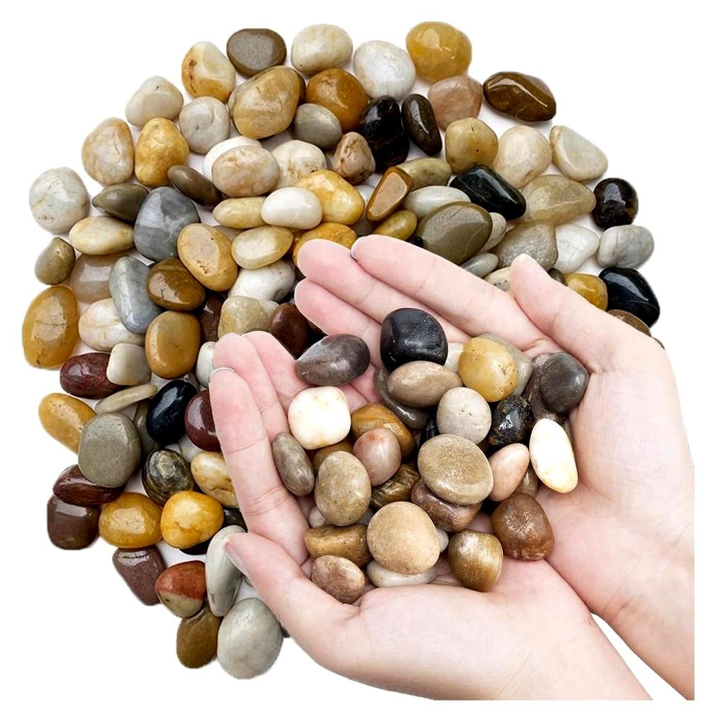 Kiesel Natur Deko Polierte Steine für Garten und Aquarien 2-4 cm (gemischt, 0.9 kg)