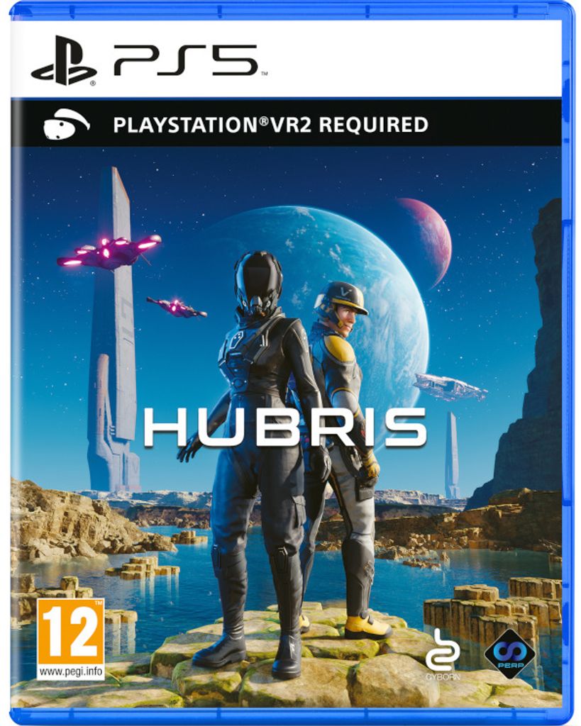 The image shows the front cover of the video game 'Hubris' for PlayStation VR2 on PS5.