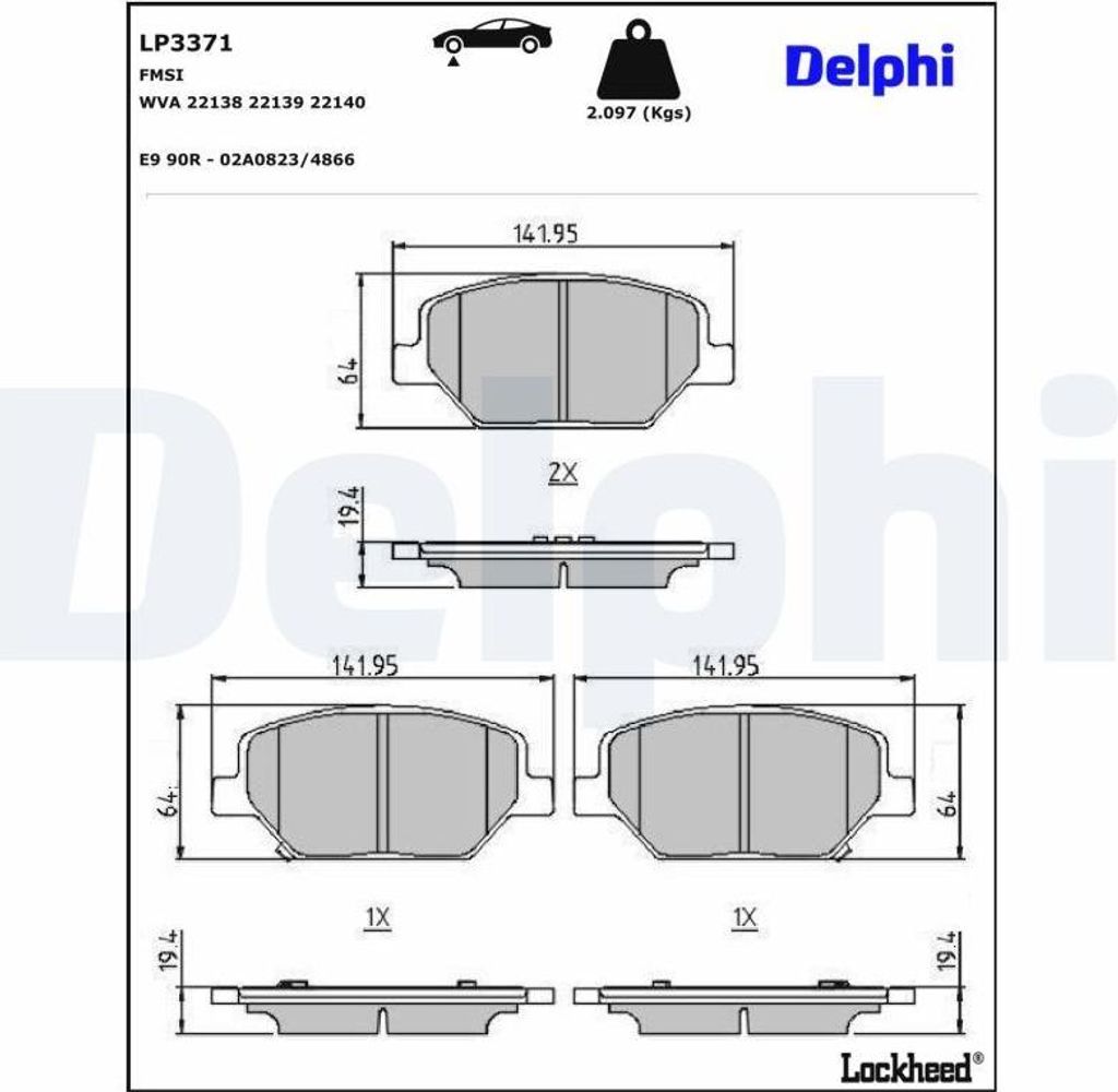 DELPHI Bremsbeläge Satz Vorne Bremsklötze für OPEL INSIGNIA Caravan LP3371
