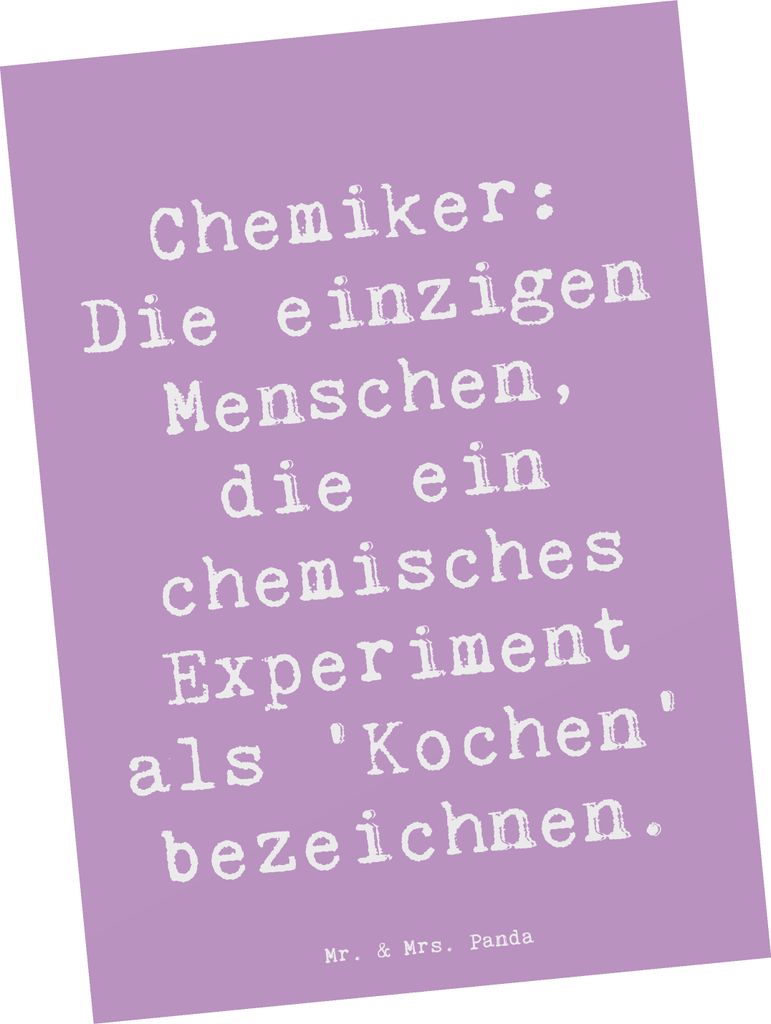 Mr. & Mrs. Panda Ansichtskarte Spruch Chemiker Koch - Lavendeltraum - Geschenk, Magie, Beruf, Grußkarte, Fotokarte, alltägliche Probleme, Postkar...