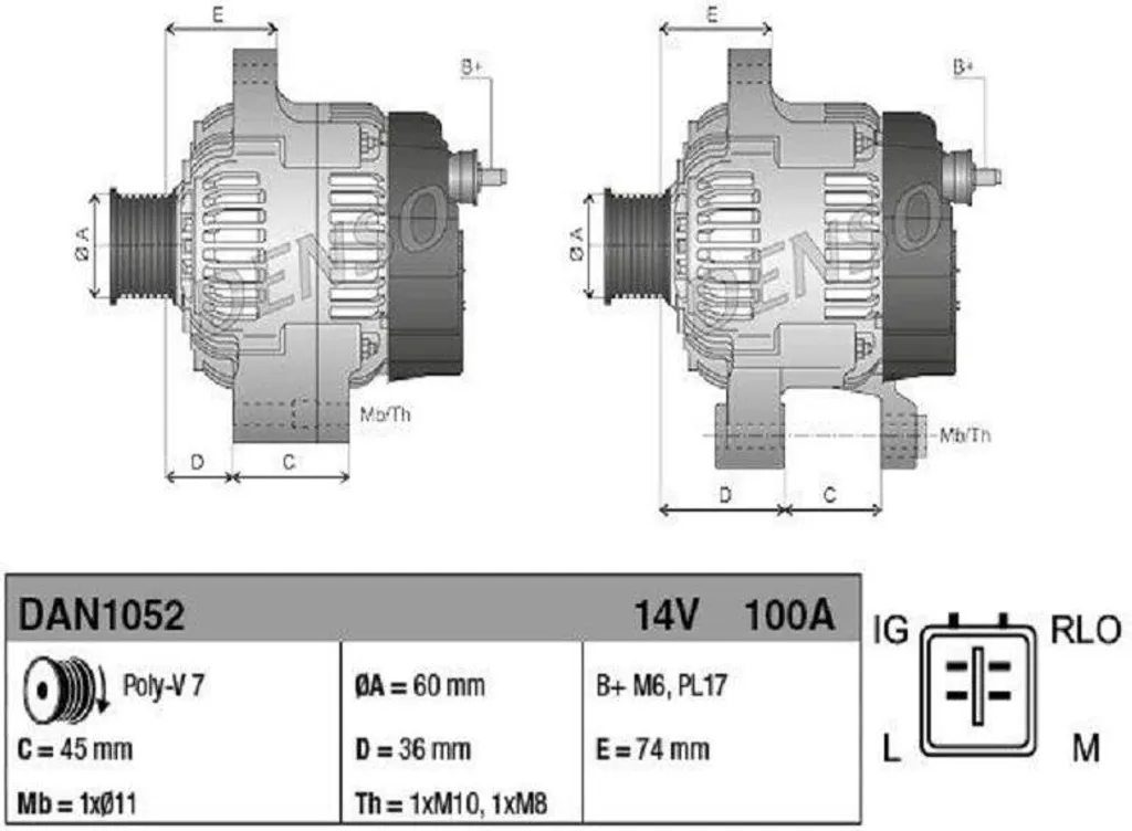 Alternateur Robuste DENSO DAN1052 - 150 Ampères pour Puissance Stable - 3