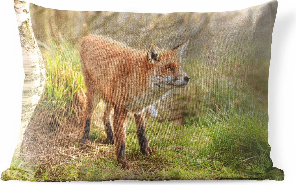 MuchoWow Outdoor Kissen - Fuchs - Wald - Licht - 50x30 cm - Wetterfest - Lounge Kissen - Sofa kissen - Wohnzimmer Dekoration