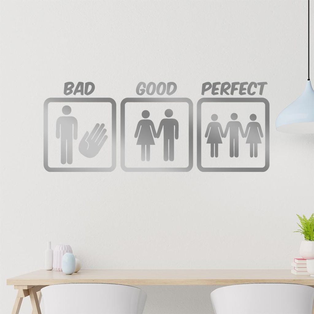 Bad Good Perfect Wandtattoo in 6 Größen - Wandaufkleber Wall Sticker - Dekoration, Küche, Wohnzimmer, Schlafzimmer, Badezimmer