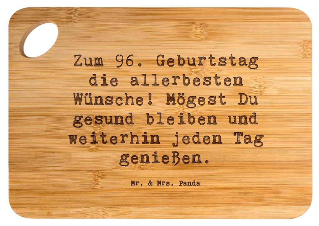 Mr. & Mrs. Panda Schneidebrett Spruch 96. Geburtstag - Transparent - Geschenk, 96 Jahre, Holzbrett, liebevoll gestaltet, schneidbrett, Happy Birthd...