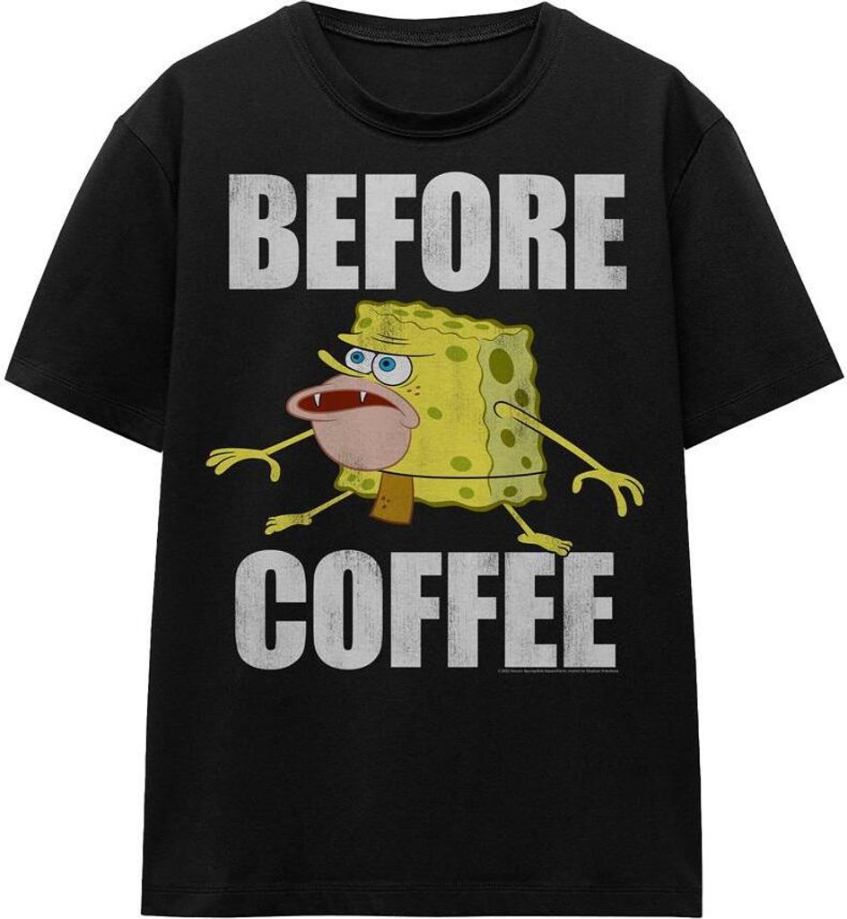 SpongeBob SquarePants - "Before Coffee Meme" T-Shirt für Herren/Damen Uni TV15985 (L) (Schwarz)