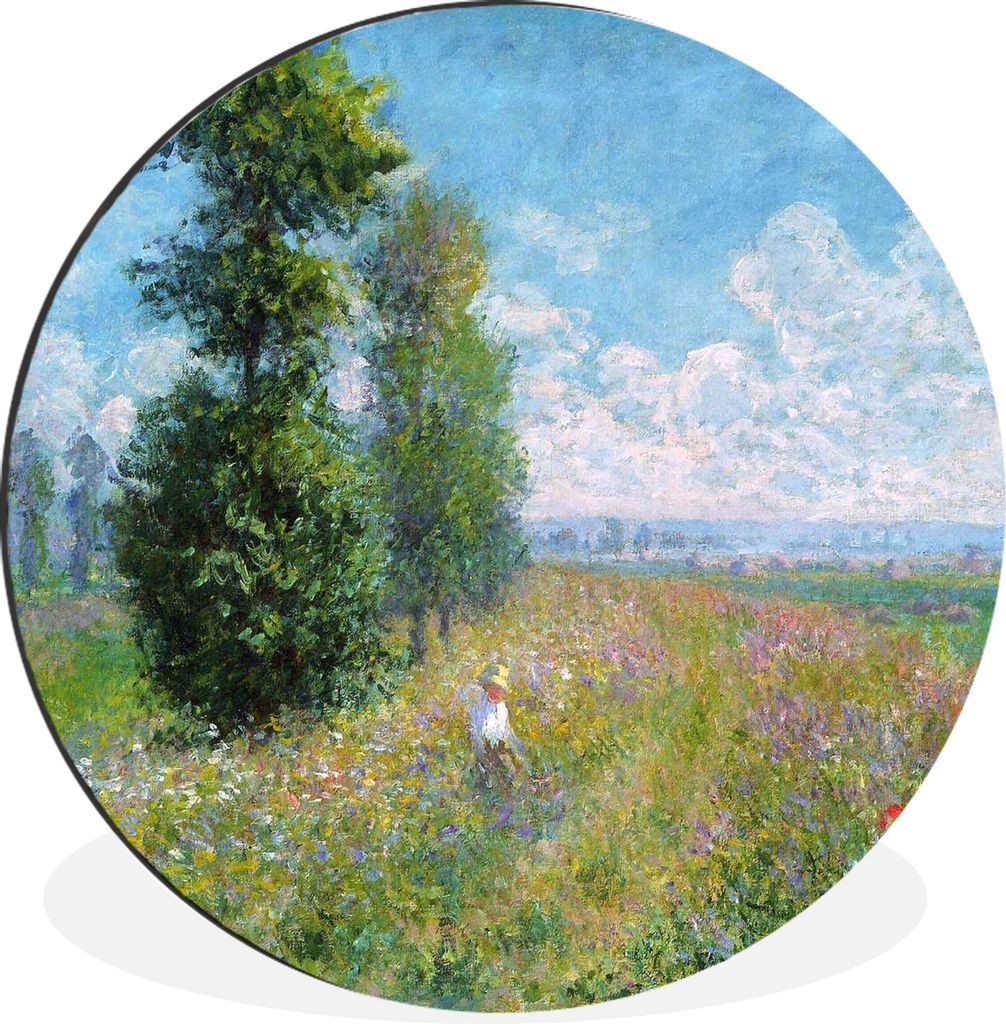 MuchoWow Aluminium Wandkreis Wiese mit Pappeln - Claude Monet Ø 30 cm Wanddeko Modern Wohnzimmer - Wand Bild - Wohnzimmer - Runde Bilder - Alubi...