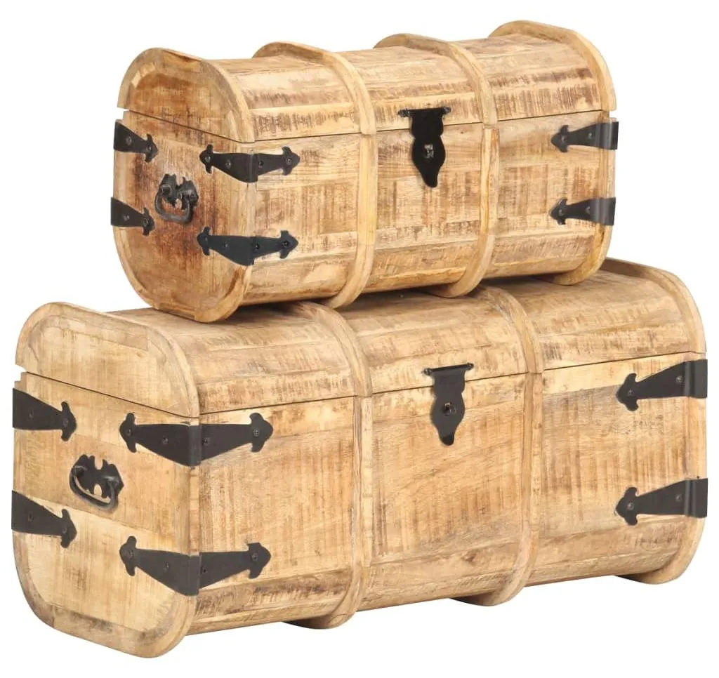 Malles de rangement en bois massif lot de 2 coffres de style exotique