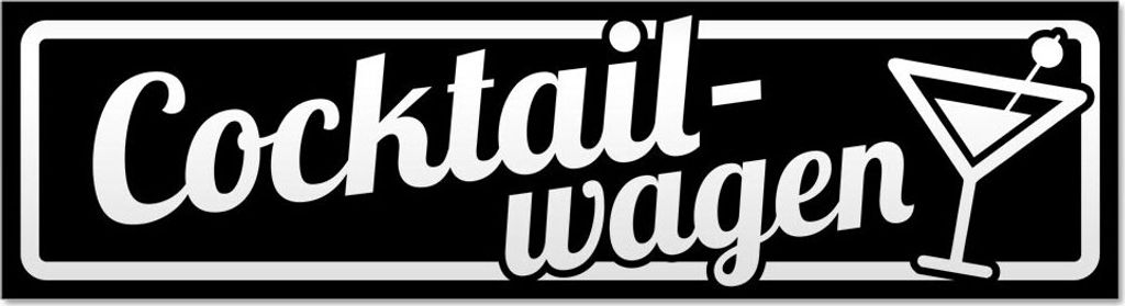 Cocktailwagen mit Glas invertiert Magnetschild Schild magnetisch