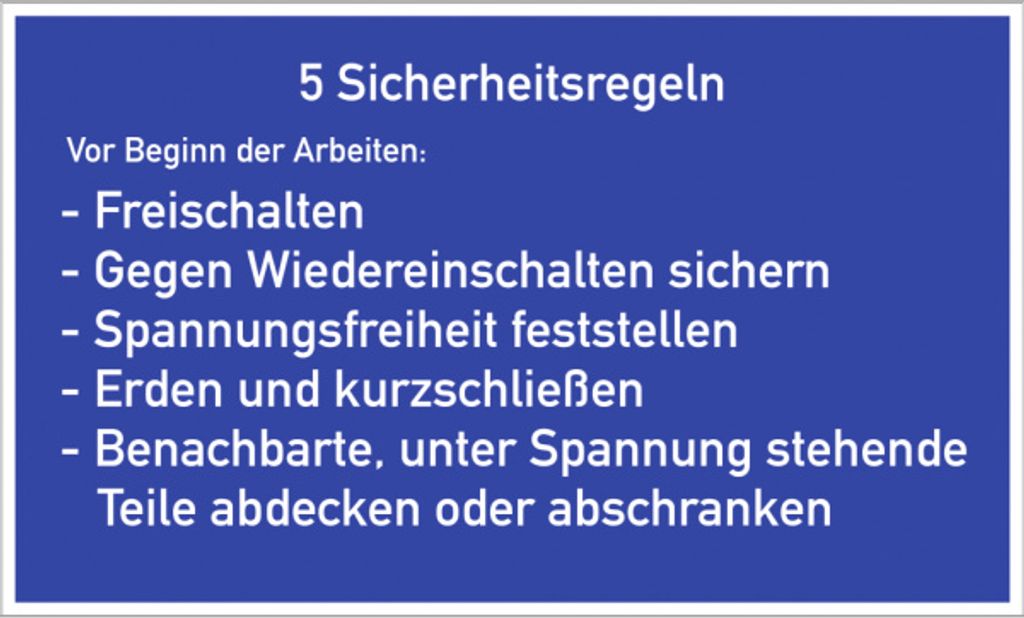 Dreifke Kunststoff-Schild "5 Sicherheitsregeln", 40x25cm (BxH), 1 Stück, Pra...