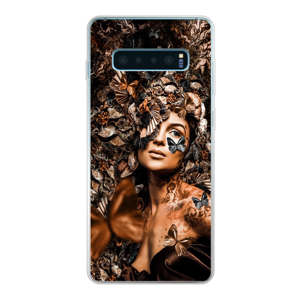 MuchoWow Handyhülle Schutzhülle Hülle für Samsung Galaxy S10 Plus Luxus - Frau - Collage Silikon Softcase Handy Hülle - Schutzhülle