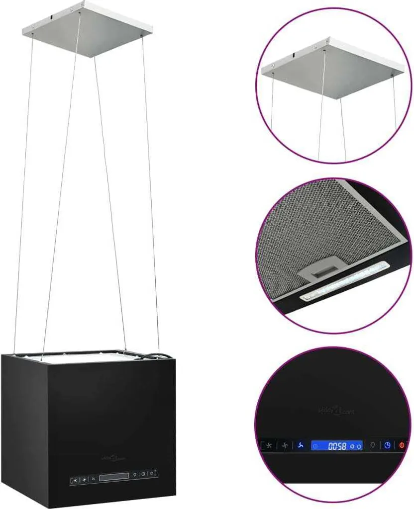 Hotte tactile 37 cm en acier enduit de poudre avec affichage LCD intégré