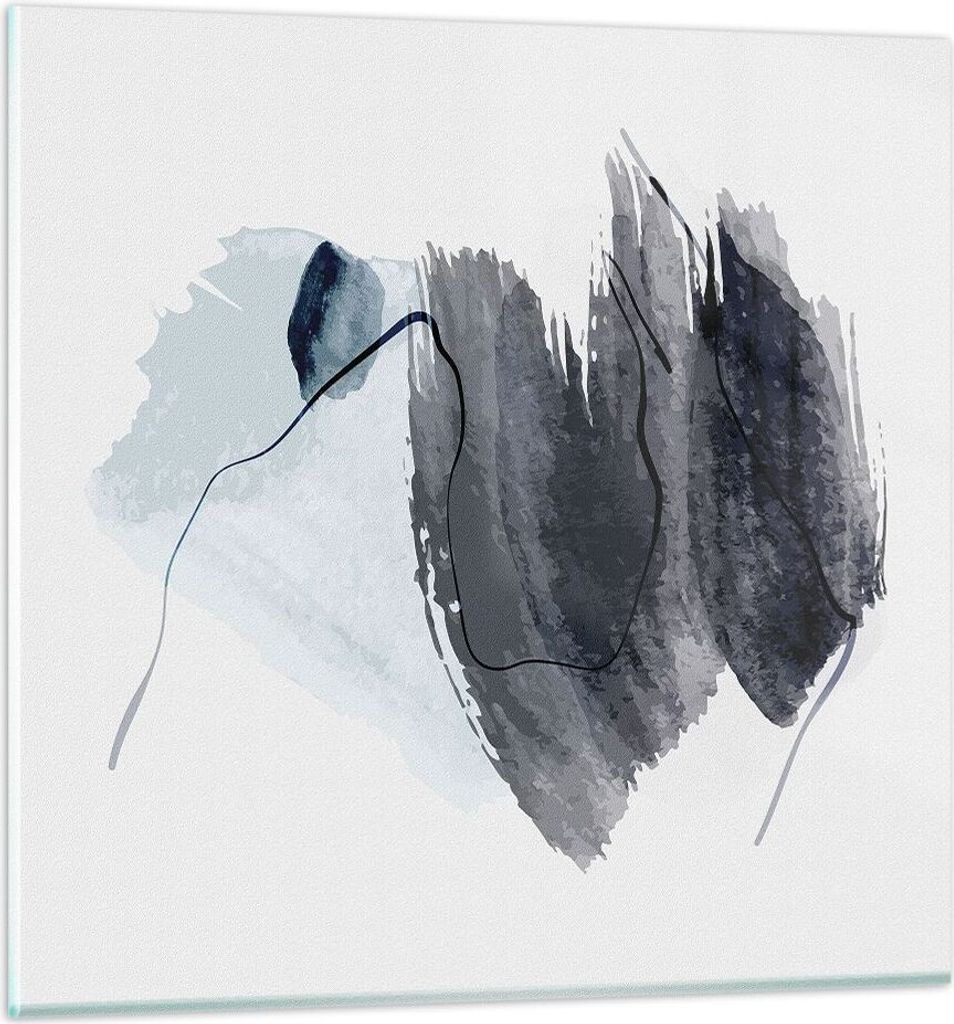 Bilder auf glas - Einteilig - Blau Grau Aquarell - 50x50cm - Glasbilder - Wandbilder - Bilder - zum Aufhängen bereit - Wanddekoration aus Glas - G...