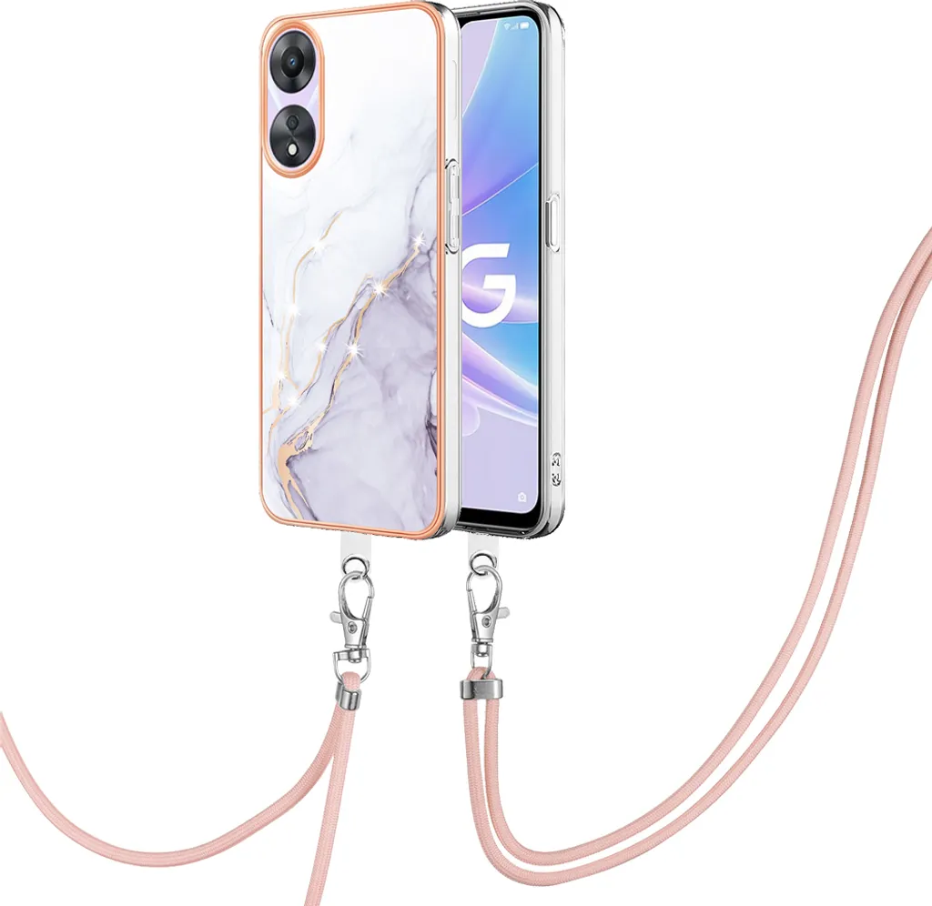Cover Viaggio Oppo A78 5G Bianca - TPU con Tracolla Regolabile