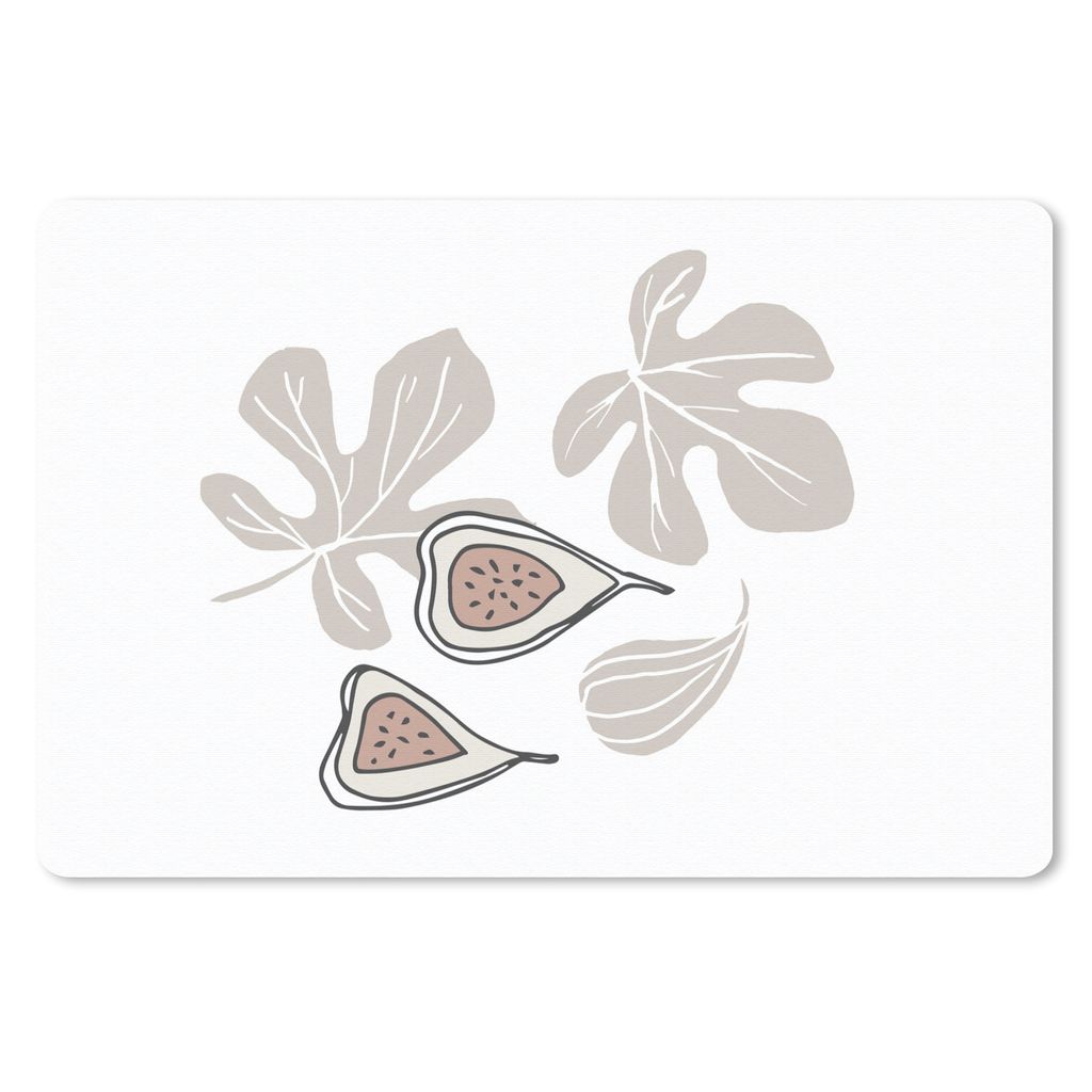 MuchoWow Schreibtischunterlage Sommer - Feige - Braun - Weiß 60x40 cm - XXL Mauspad - Großes Mauspad