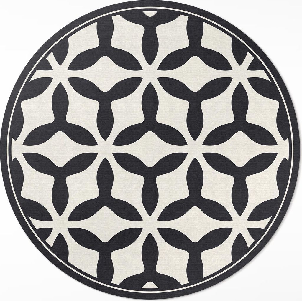 Modernes geometrisches Muster – Vinyl Fußmatte – Ø 70cm – Rutschfest – Pflegeleicht & Langlebig