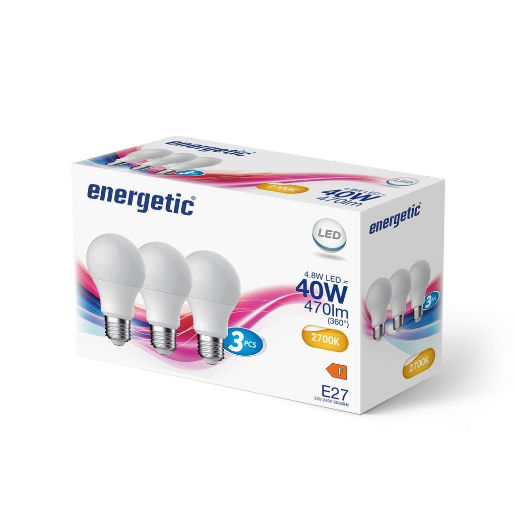 Energetische LED-Glühlampen E27 40W 3 Stück