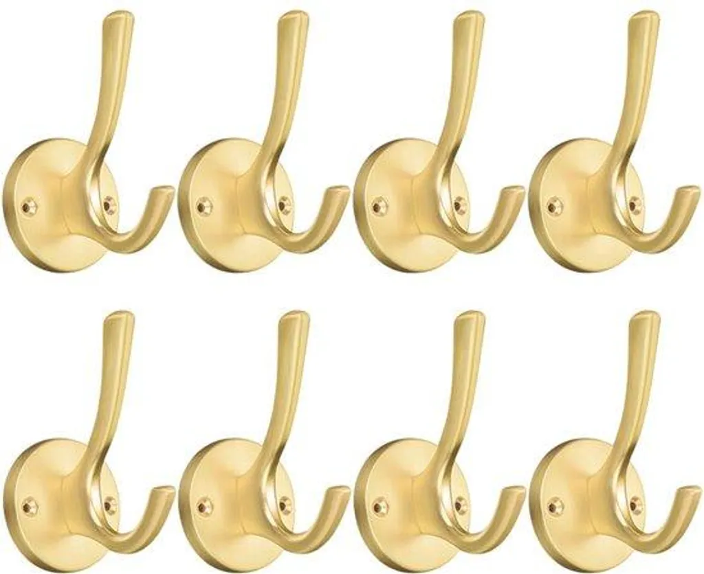 Crochets doubles robustes en métal doré lot de 8 finition haut de gamme