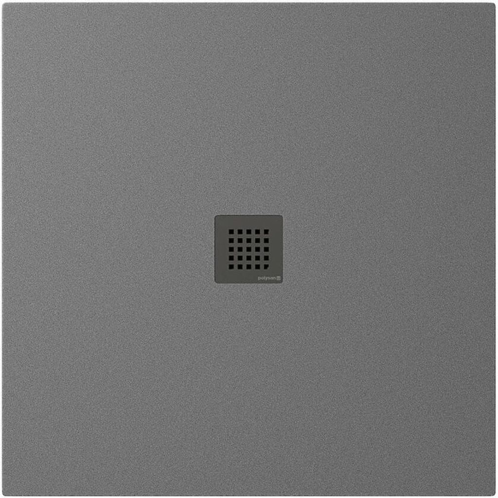 Polysan TRENECA Gussmarmor-Duschwanne 90x90cm, Verkürzungsmöglichkeit, grau matt