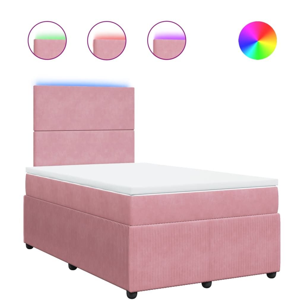 Best Möbel Boxspringbett mit Matratze - modernes Design - Rosa 120x200 cm Samt - Doppelbett A3294609