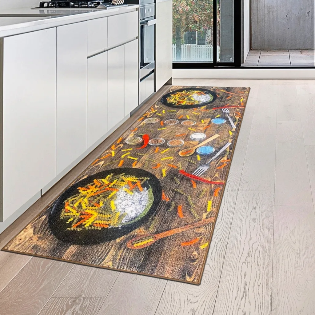 Tapis de cuisine 80x300 cm lavable motif piment rouge ultra résistant