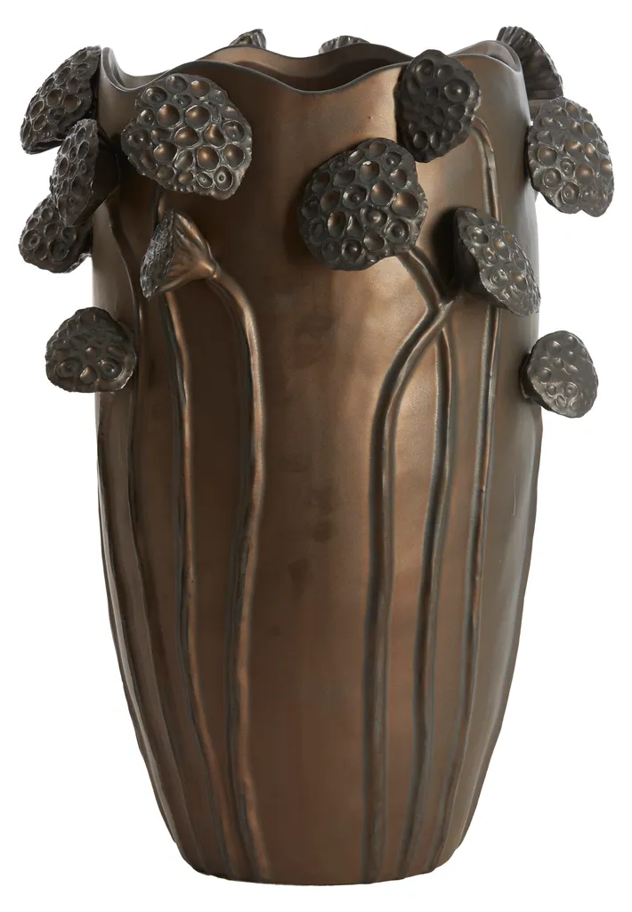 Grand vase décoratif en céramique mate LAVCI - Objet design brun de 51cm