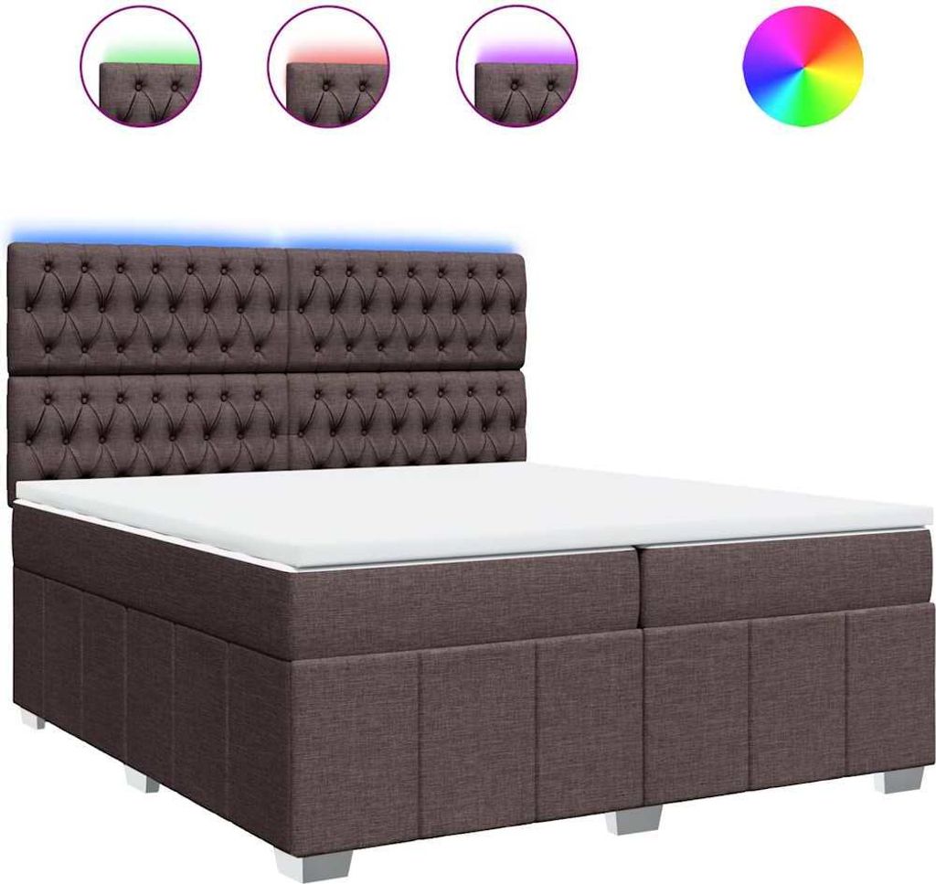 vidaXL Boxspringbett mit Matratze Dunkelbraun 200x200 cm Stoff