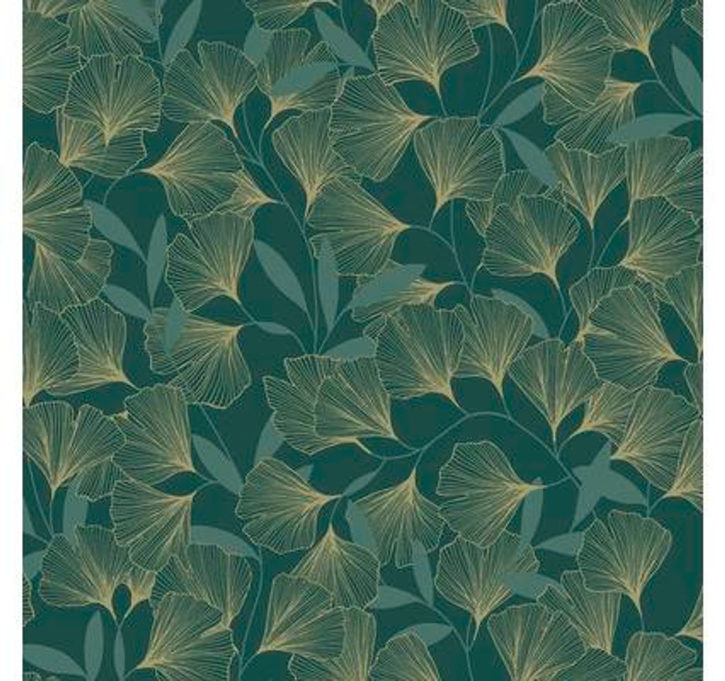 Vliestapete A64403 Ginkgo petrol