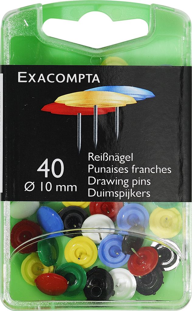 Exacompta 14016E Blisterbox mit 40 Stück Reißnägeln, Ø10mm, Produktbild 