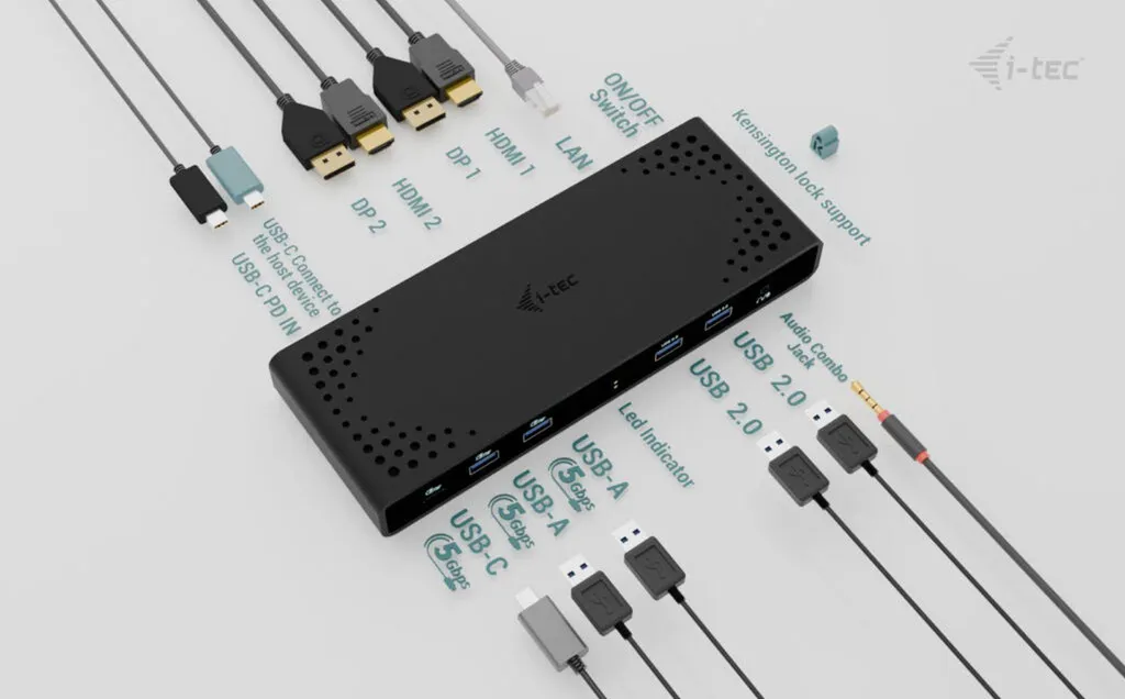 Station d'accueil Double Écran 4K Universelle USB-C avec Charge 85W - 11