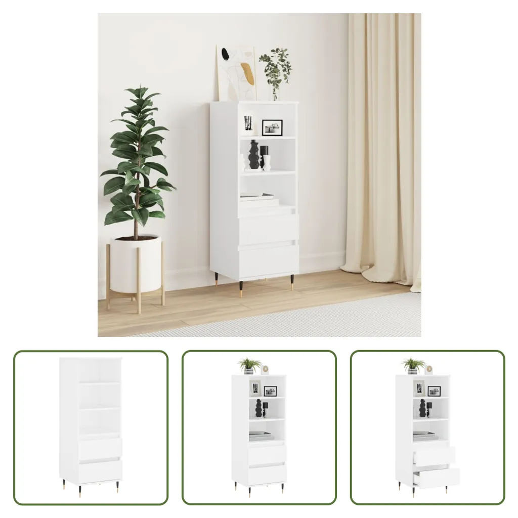 Mobile Alto Bianco 110 cm | Credenza Stretta Design Moderno Living