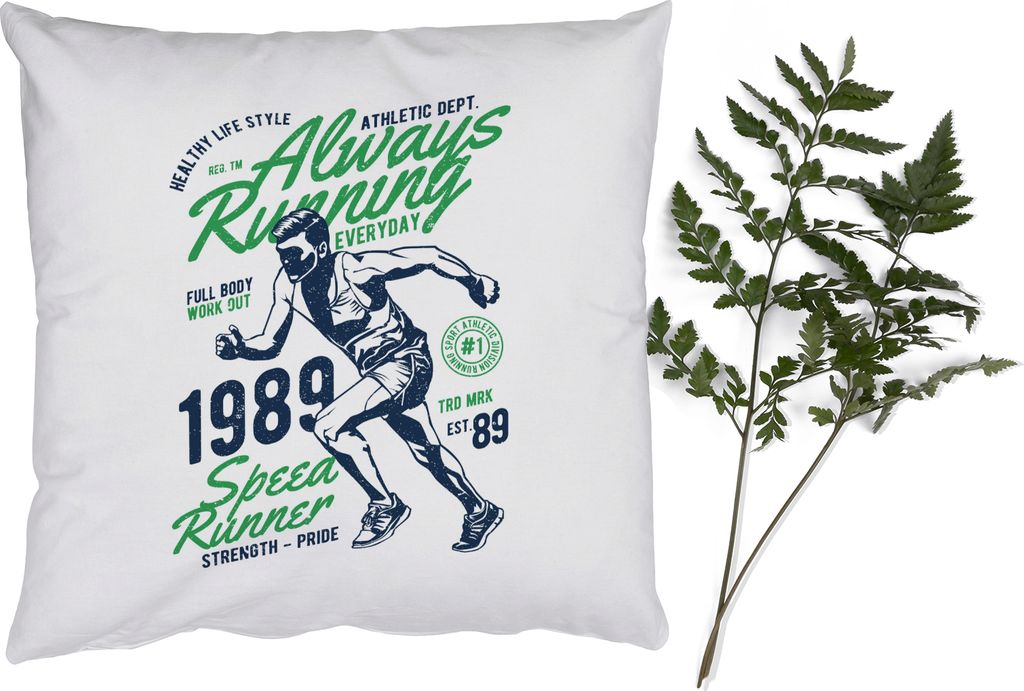 MuchoWow Zierkissen Sofakissen Wohnzimmer Dekokissen 45x45 cm Laufen - Vintage - Grün - Schlafpolster - Polster für das Sofa