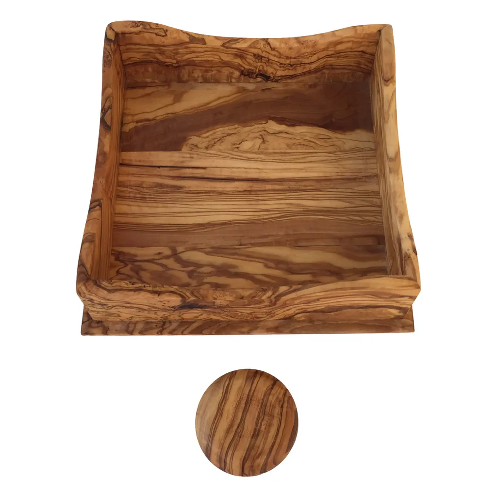 Support serviettes pour table extérieure en bois d'olivier et lest - 3