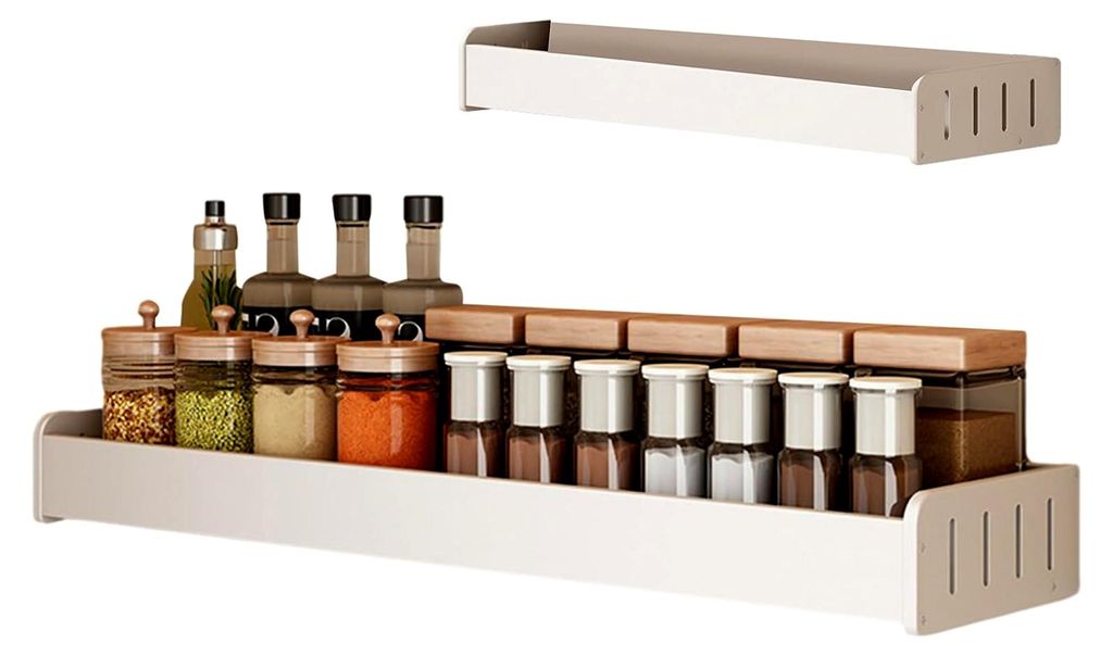 Wandgewürzregal | Weißes Gewürzregal für die Wand, geeignet für Schrank, Arbeitsplatte, Speisekammer, Schrank oder Tür, Küchenaufbewahrung, ...