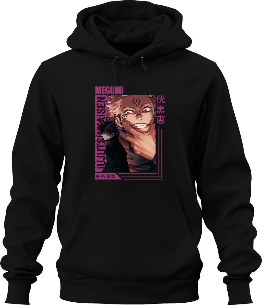 Jujutsu Kaisen Sukuna Megumi Anime Ästhetik Fluch düster Geschenk Uni Hoodie Kapuzenpullover, Schwarz, XXL