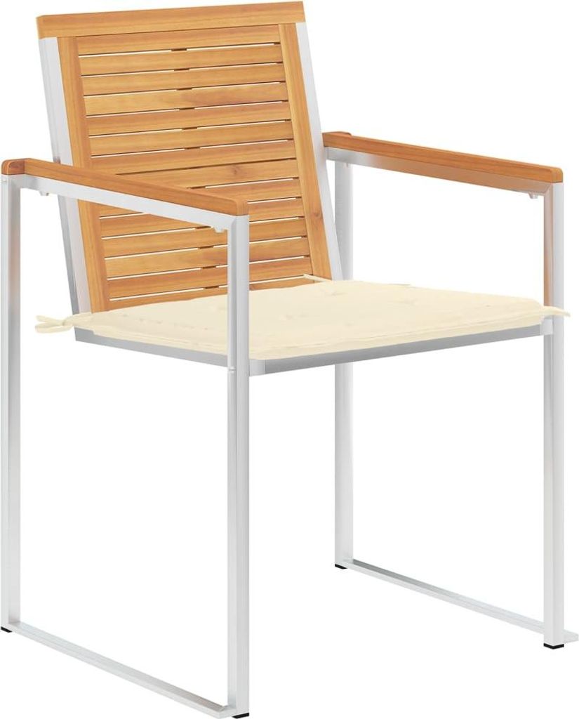vidaXL 6 Stk. Gartenstühle mit Kissen Massivholz Teak