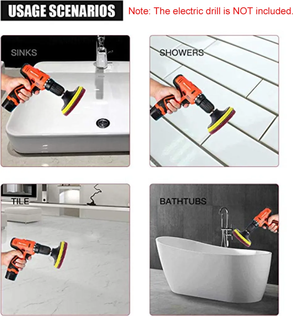 Kit Professionale 11 Pezzi Pulizia con Trapano - Nylon e Velcro