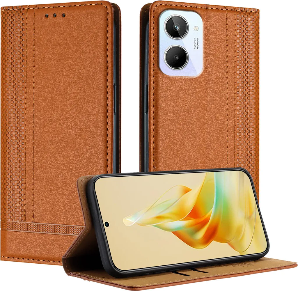 Custodia Slim Realme 10 4G Pelle Marrone: Semplice e Funzionale