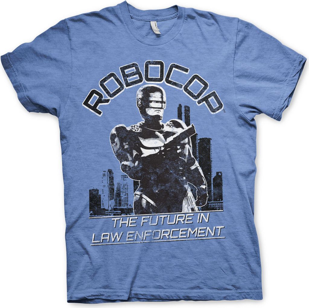 Robocop - The Future In Law Emforcement T-Shirt - Large - Blue-Heather
