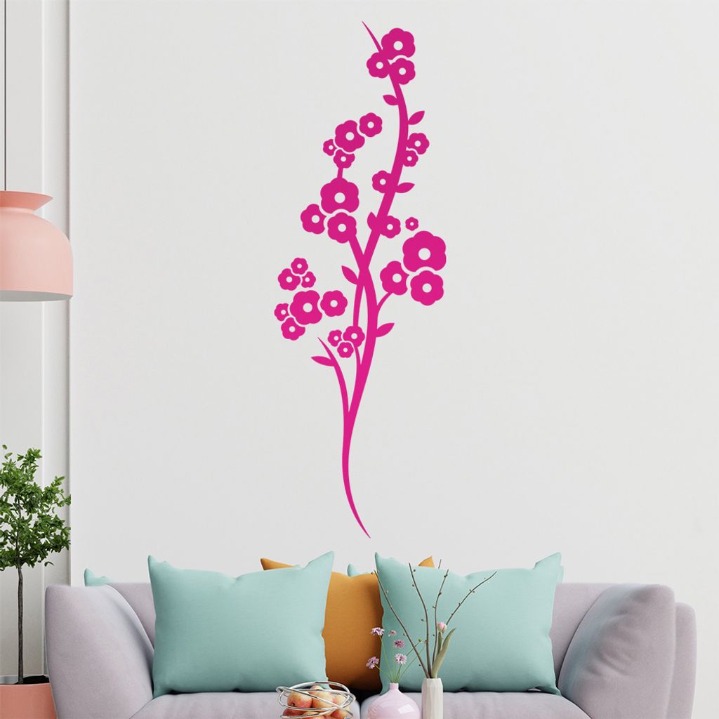 Schöne Blüten Ranke Wandtattoo in 6 Größen - Wandaufkleber Wall Sticker - Dekoration, Küche, Wohnzimmer, Schlafzimmer, Badezimmer