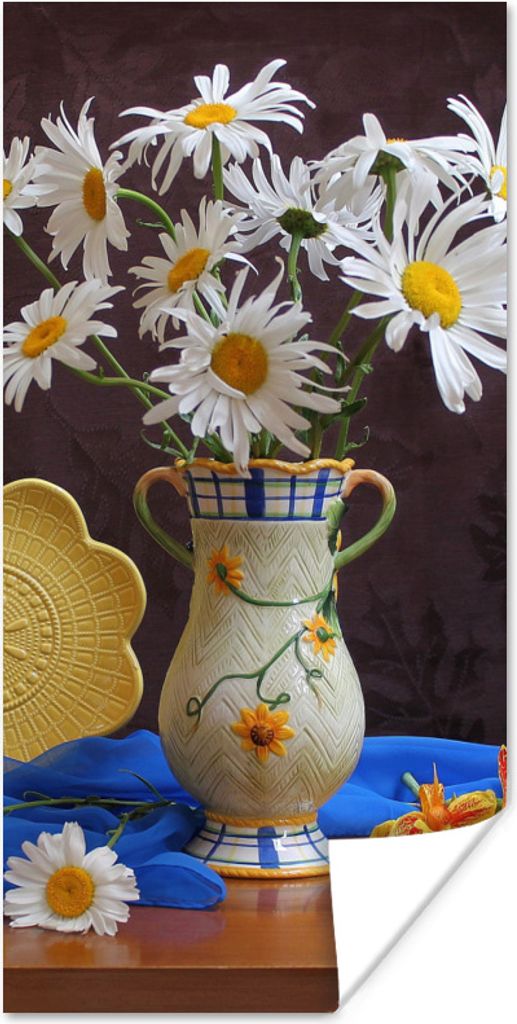 MuchoWow Poster Stillleben - Gänseblümchen - Blumen 75x150 cm - Dekoration für die Wände