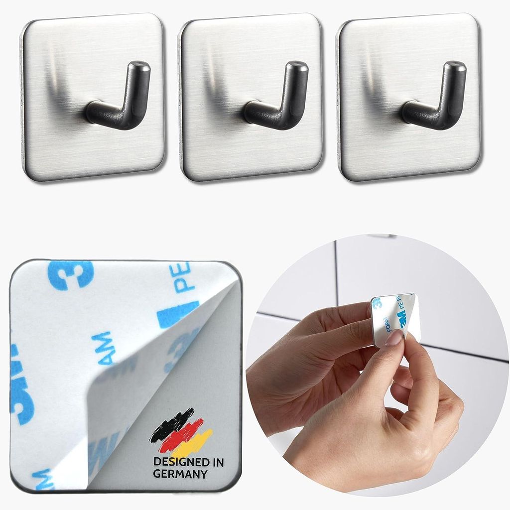 DEKAZIA® 8 ganci adesivi porta asciugamani bagno adesivo Immagine del prodotto 