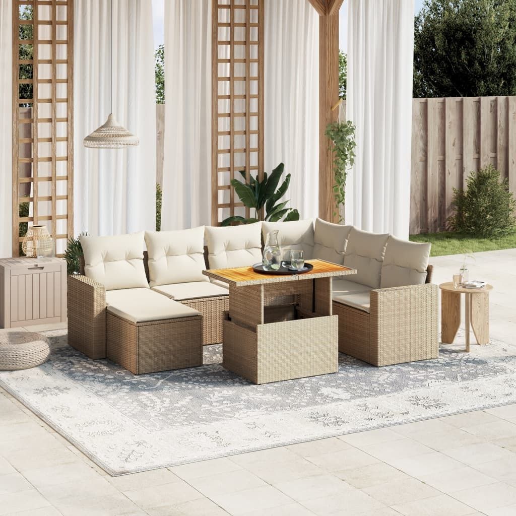 Maison Exclusive - 8-tlg. Garten-Sofagarnitur mit Kissen Beige Poly Rattan